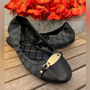 Michael Kors Women’s Signature Black/Gold Ballerina Ballet Flats  Size 6.